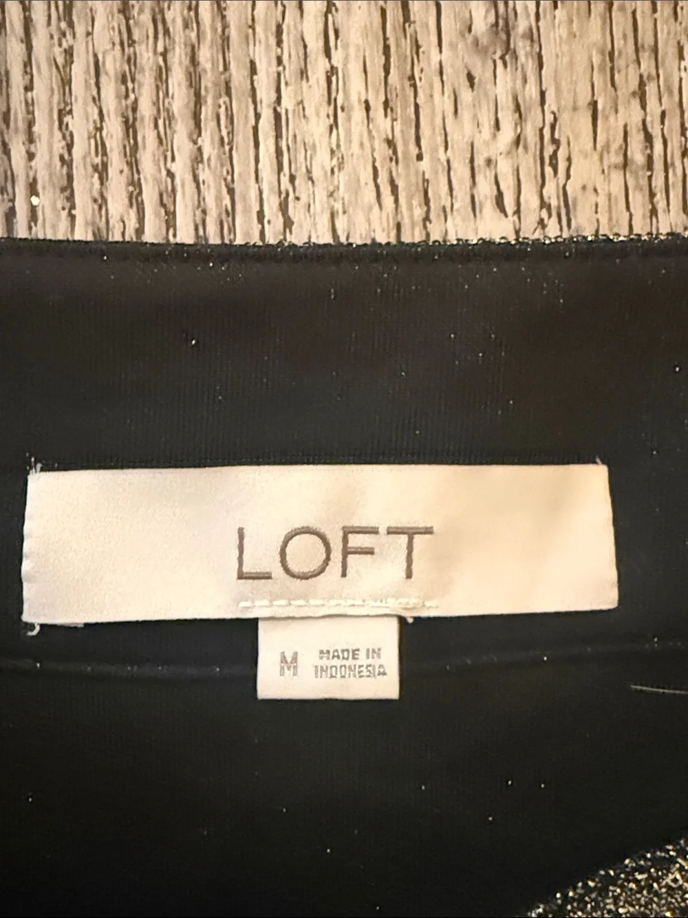 LOFT Black Glitter Puff-Sleeve Blouse